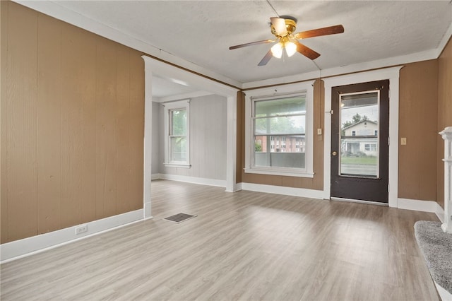 328 W Main St, Palmyra, NY 14522 - entrance foyer featuring a ceiling fan and wood finished floors