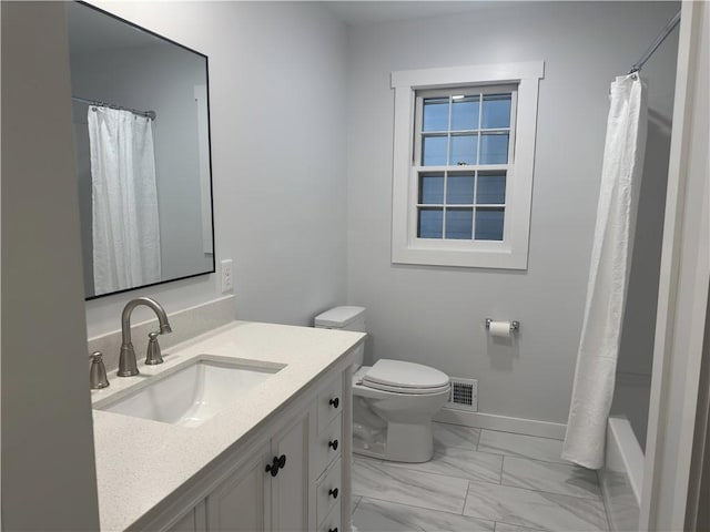 43 Harvest Rd, Perinton, NY 14450 - bathroom featuring vanity, marble finish flooring, and shower / bathtub combination with curtain