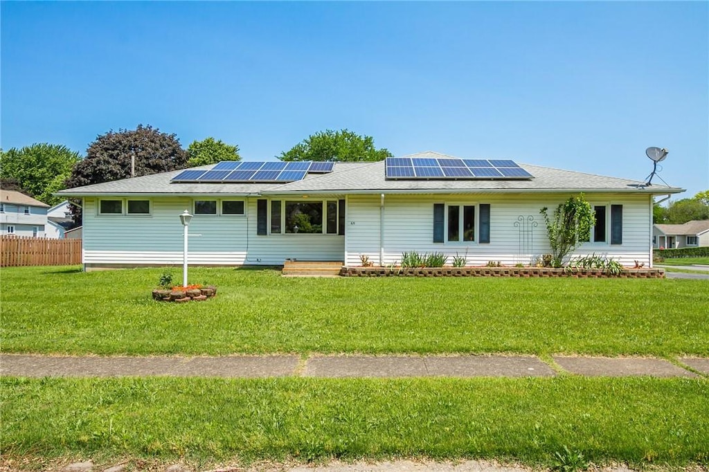 65 Meyerhill Cir E, Irondequoit, NY 14617 - view of front of house with roof mounted solar panels