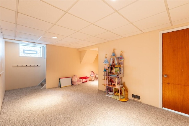 41 Maplehurst Rd, Irondequoit, NY 14617 - playroom with a drop ceiling and carpet floors