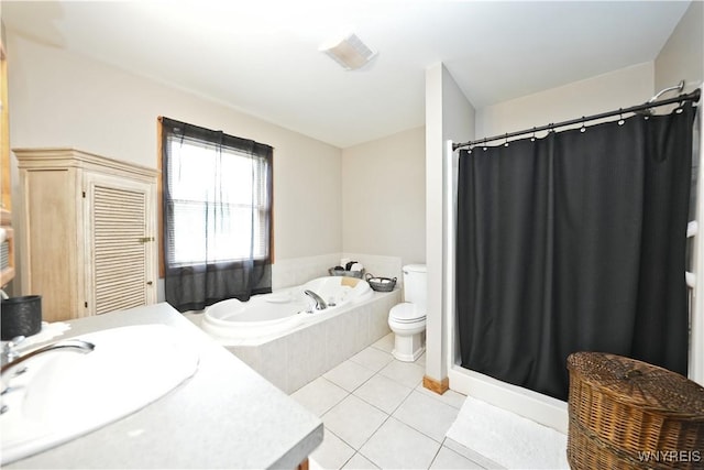 12261 Transit Line Rd, Concord, NY 14141 - full bathroom with tile patterned flooring, a bath, vanity, and a shower with shower curtain