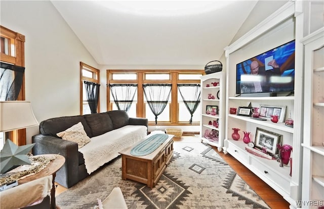 12261 Transit Line Rd, Concord, NY 14141 - living area featuring vaulted ceiling and wood finished floors
