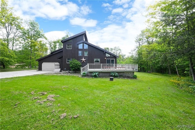 12261 Transit Line Rd, Concord, NY 14141 - view of home's exterior featuring driveway, a deck, and a lawn
