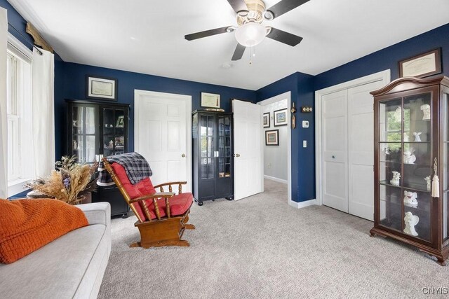 5479 Lake Rd, Tully, NY 13159 - sitting room with carpet floors and ceiling fan