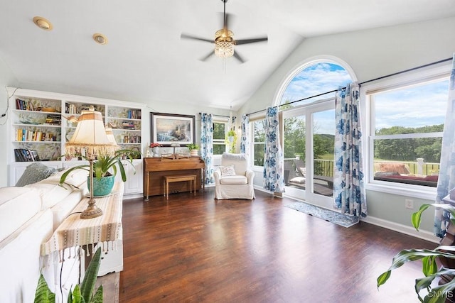 5479 Lake Rd, Tully, NY 13159 - living area with ceiling fan, vaulted ceiling, and wood finished floors