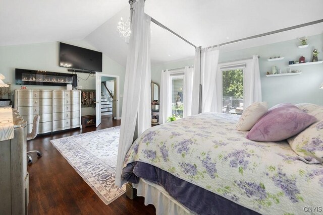 5479 Lake Rd, Tully, NY 13159 - bedroom with wood finished floors and lofted ceiling