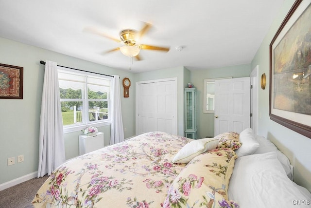 5479 Lake Rd, Tully, NY 13159 - bedroom featuring carpet, a closet, and ceiling fan