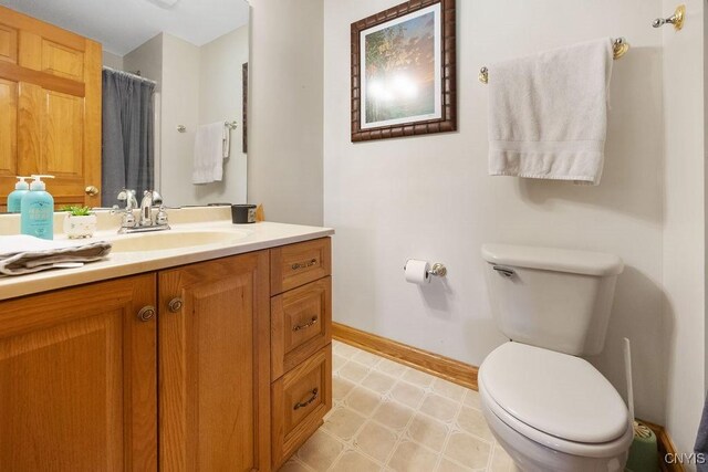 5479 Lake Rd, Tully, NY 13159 - bathroom featuring vanity, tile patterned floors, and a shower with shower curtain