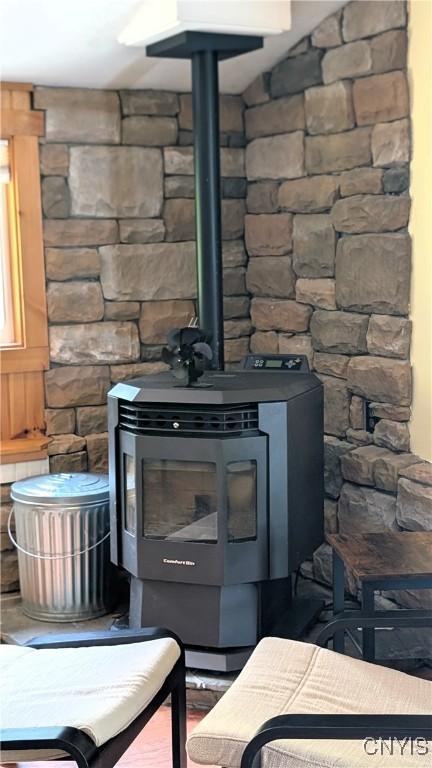 6234 Reservoir Rd, Lebanon, NY 13346 - detailed view of a wood stove and washer / dryer