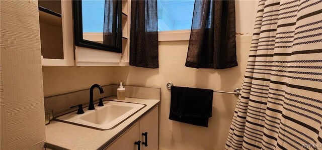 7029 Akron Rd, Lockport Town, NY 14094 - bathroom with vanity and curtained shower