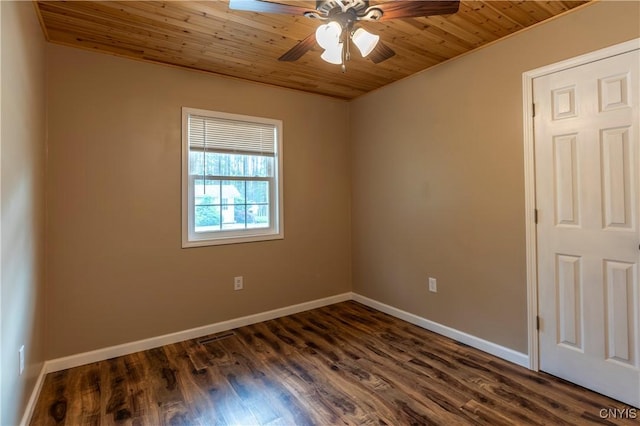 217 Sloperville Rd, Albion, NY 13302 - spare room featuring a ceiling fan, wood ceiling, and dark wood finished floors