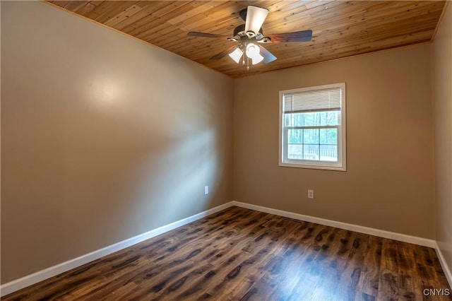 217 Sloperville Rd, Albion, NY 13302 - unfurnished room featuring wood ceiling, a ceiling fan, and dark wood-style floors