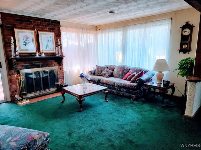 664 Upper Mountain Rd, Lewiston, NY 14092 - carpeted living area featuring healthy amount of natural light and a fireplace