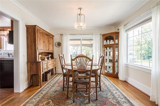 207 Wimbledon Rd, Irondequoit, NY 14617 - dining room with light wood-type flooring and ornamental molding