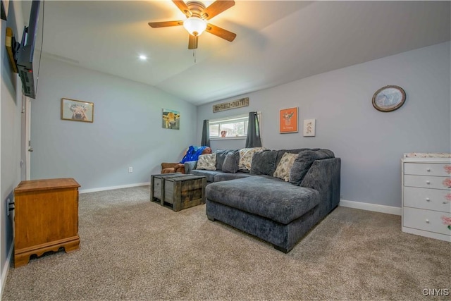 145 Creamery Rd Unit B, Scriba, NY 13126 - carpeted living area with lofted ceiling and ceiling fan