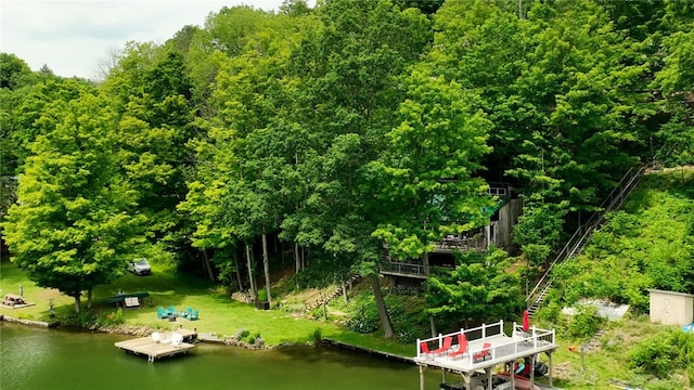 8567 Glen Rd, Rushford, NY 14777 - dock with a water view and stairs