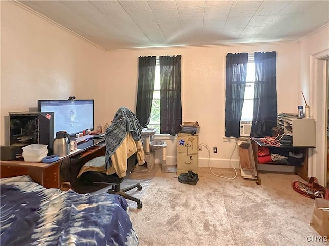 711 Stevens St, Utica, NY 13502 - carpeted bedroom featuring ornamental molding and cooling unit