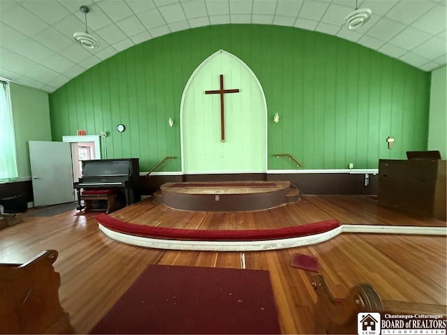 540 W Creek Rd, Owego, NY 13827 - miscellaneous room featuring vaulted ceiling and wood finished floors