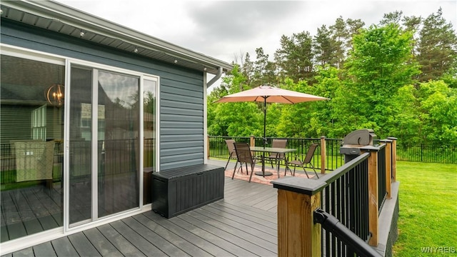 127 Boxelder Ln, Amherst, NY 14228 - wooden terrace with outdoor dining area and a yard