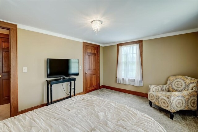38 E Ave, Murray, NY 14470 - bedroom featuring light carpet and crown molding
