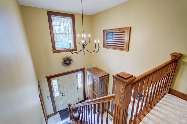 38 E Ave, Murray, NY 14470 - foyer with a chandelier and plenty of natural light