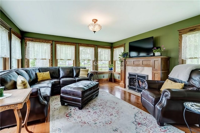 38 E Ave, Murray, NY 14470 - living area featuring wood finished floors and a premium fireplace