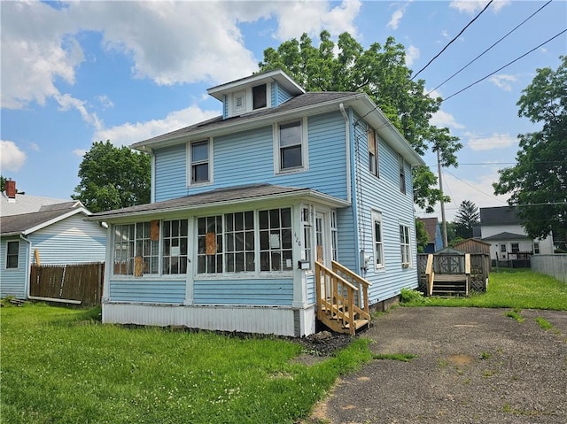 420 Schuyler Ave, Southport, NY 14904 - traditional style home featuring a sunroom and a wooden deck