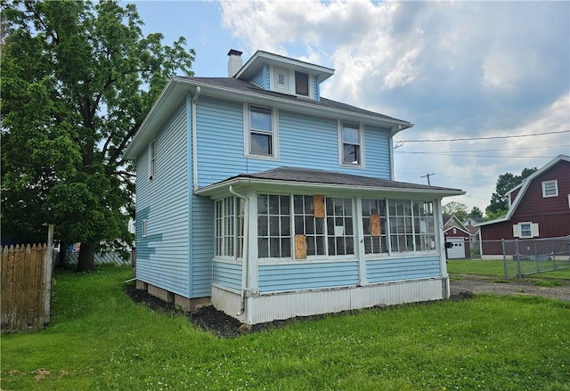 420 Schuyler Ave, Southport, NY 14904 - view of front facade with a sunroom and a chimney