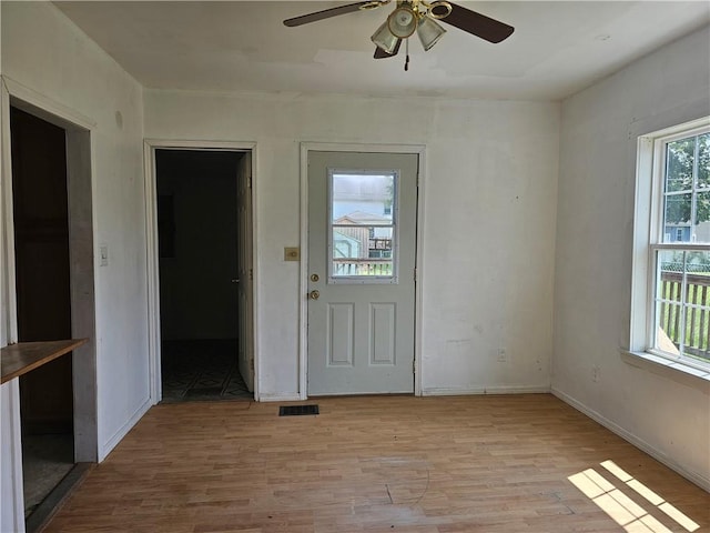 420 Schuyler Ave, Southport, NY 14904 - entryway with light wood finished floors and ceiling fan