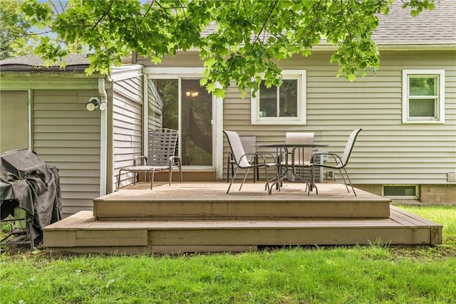 1617 Five Mile Line Rd, Penfield, NY 14526 - wooden deck featuring outdoor dining area