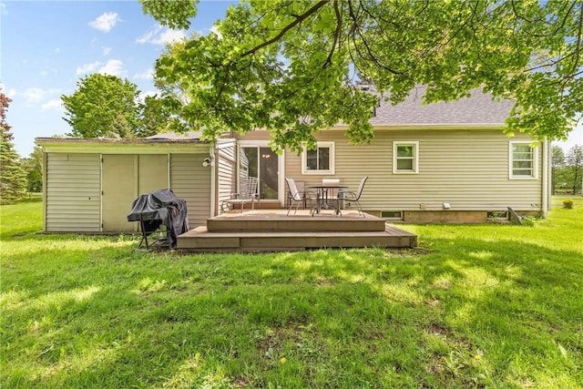 1617 Five Mile Line Rd, Penfield, NY 14526 - back of house with a deck, a yard, and outdoor dining space