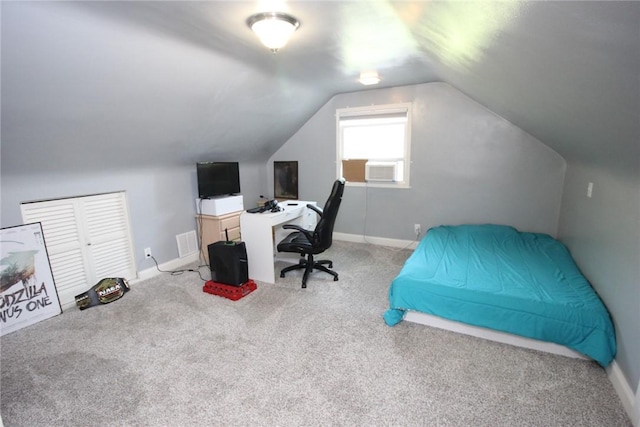 1617 Five Mile Line Rd, Penfield, NY 14526 - carpeted bedroom featuring vaulted ceiling and cooling unit