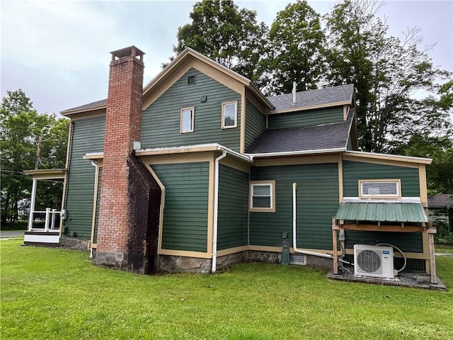 15 Water St, Worcester, NY 12197 - back of house with a lawn, a chimney, and roof with shingles