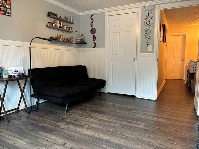 15 Water St, Worcester, NY 12197 - sitting room with wainscoting, dark wood-type flooring, and crown molding
