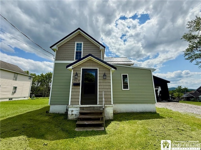 918 Crown St, Olean-City, NY 14760 - back of property with entry steps, a yard, and driveway