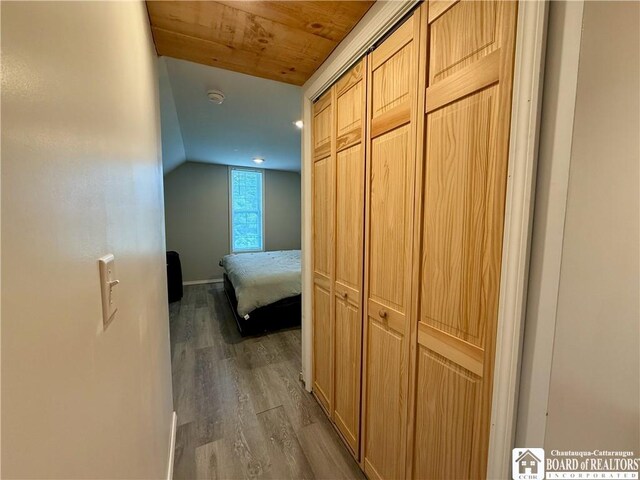 918 Crown St, Olean-City, NY 14760 - corridor featuring dark wood-type flooring and lofted ceiling