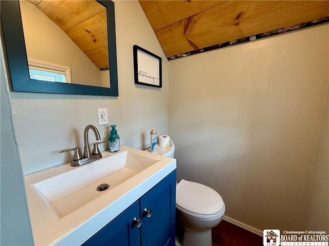 918 Crown St, Olean-City, NY 14760 - half bath featuring lofted ceiling and vanity