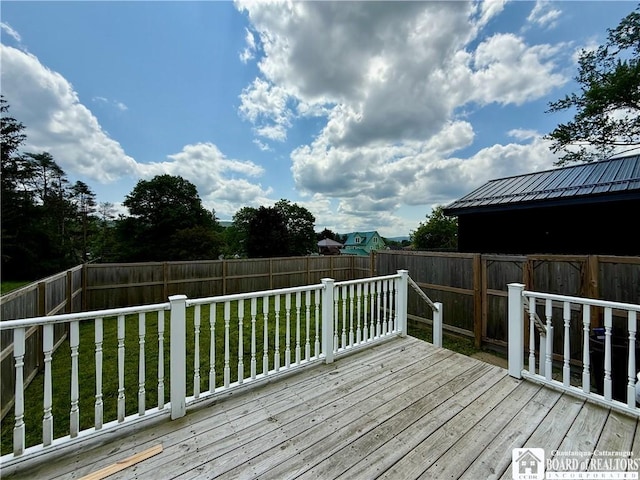 918 Crown St, Olean-City, NY 14760 - wooden terrace with a fenced backyard