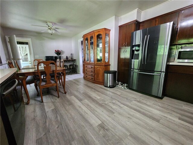 8637 State Route 415, Campbell, NY 14821 - dining area featuring light wood-style flooring and ceiling fan