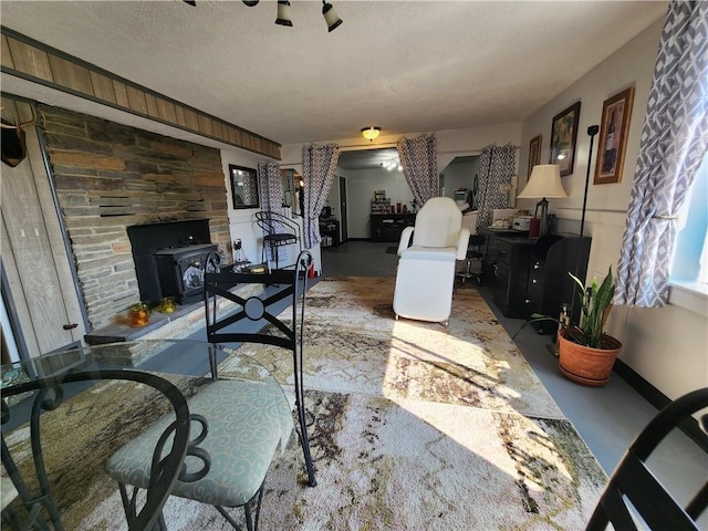 8637 State Route 415, Campbell, NY 14821 - living area featuring a wood stove