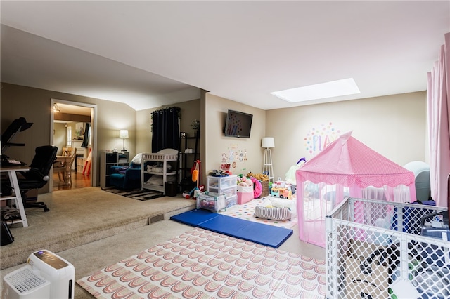 3389 Culver Rd, Irondequoit, NY 14622 - bedroom with a skylight, a desk, and vaulted ceiling