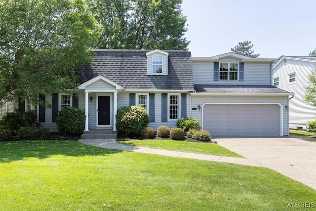 117 Halwill Dr, Amherst, NY 14226 - view of front facade with concrete driveway, a garage, a front lawn, and roof with shingles