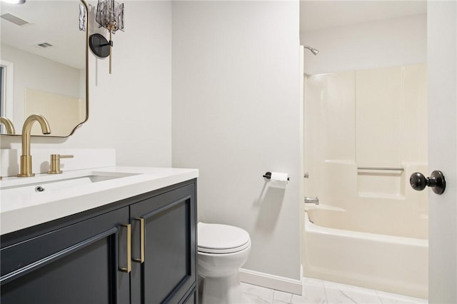 1A Salmon Run, Parma, NY 14468 - bathroom with vanity, bathtub / shower combination, and marble finish floors