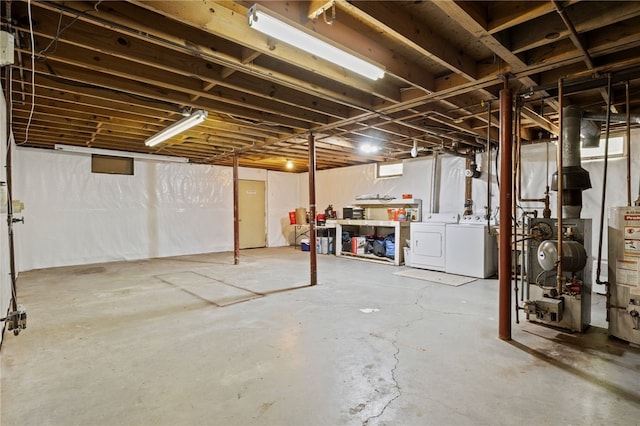 1372 Canandaigua Rd, Macedon, NY 14502 - unfinished below grade area featuring washer and dryer, water heater, and a heating unit