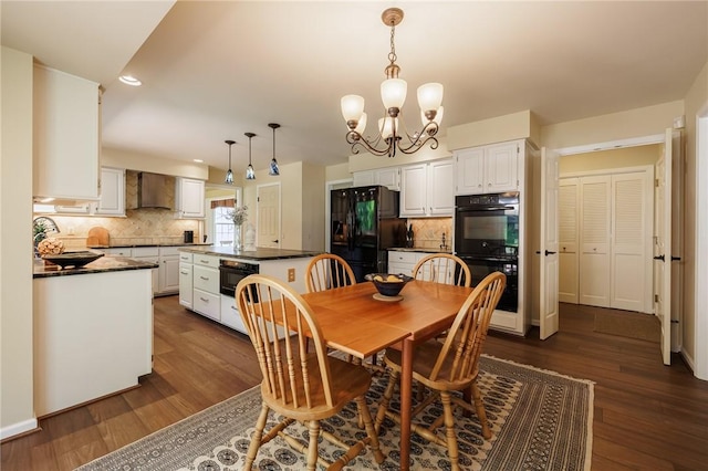 100 Broadmoor Trl, Perinton, NY 14450 - dining space with recessed lighting, a chandelier, and dark wood-style floors