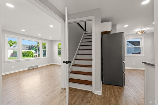 331 Darlington Rd, Syracuse, NY 13208 - stairway featuring wood finished floors and recessed lighting