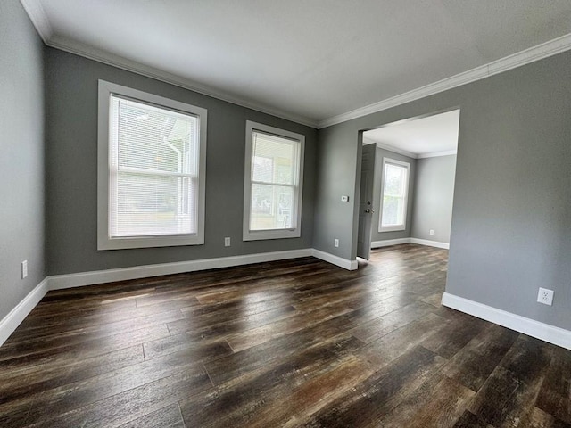 207 Morrow St, Elmira-City, NY 14904 - spare room with crown molding and dark wood finished floors