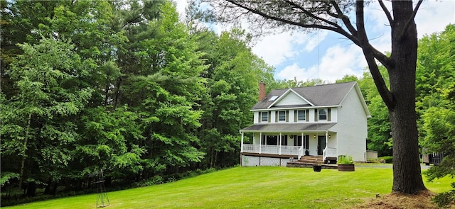 527 Harper Rd, Harpersfield, NY 13786 - view of front of house with a porch, a chimney, and a front yard