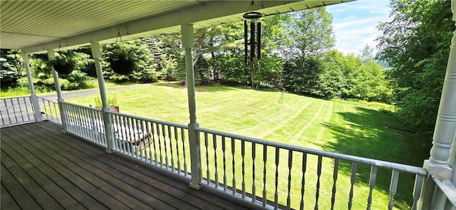 527 Harper Rd, Harpersfield, NY 13786 - wooden terrace featuring a lawn