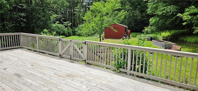 527 Harper Rd, Harpersfield, NY 13786 - wooden terrace with a shed and a lawn